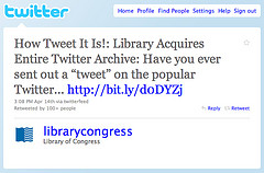 Tweet de la Biblioteca del Congreso de EE.UU.
