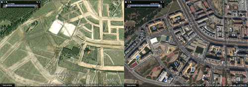 Comparación de imágenes en la línea de tiempo de Google Earth